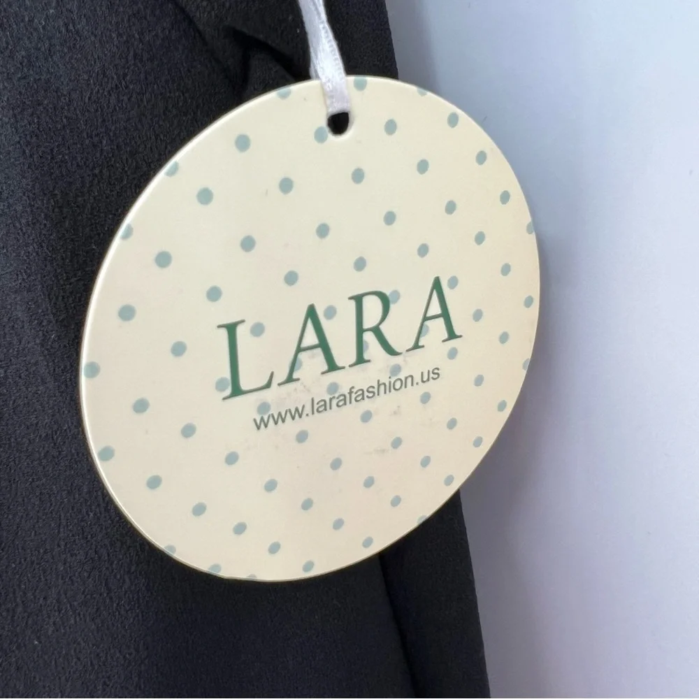 Lara Fashion Women Pants Large Black Wide Leg Paper Bag Gathered Waist Sash Belt - Picture 7 of 10